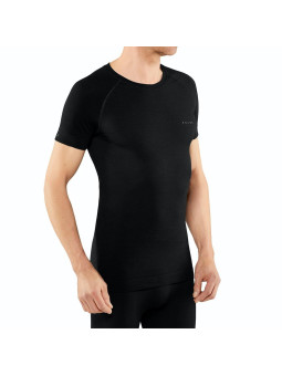 Textile running Falke Homme | Maillot à manches courtes et col V Falke Wool-Tech Light Black pour homme | 33230-3000