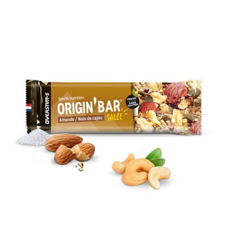 Nutrition sportive Overstim.s | Barre énergétique salée au Sel de Guérande effort Overstim.s Spordej saveur Amande-Noix de Cajou