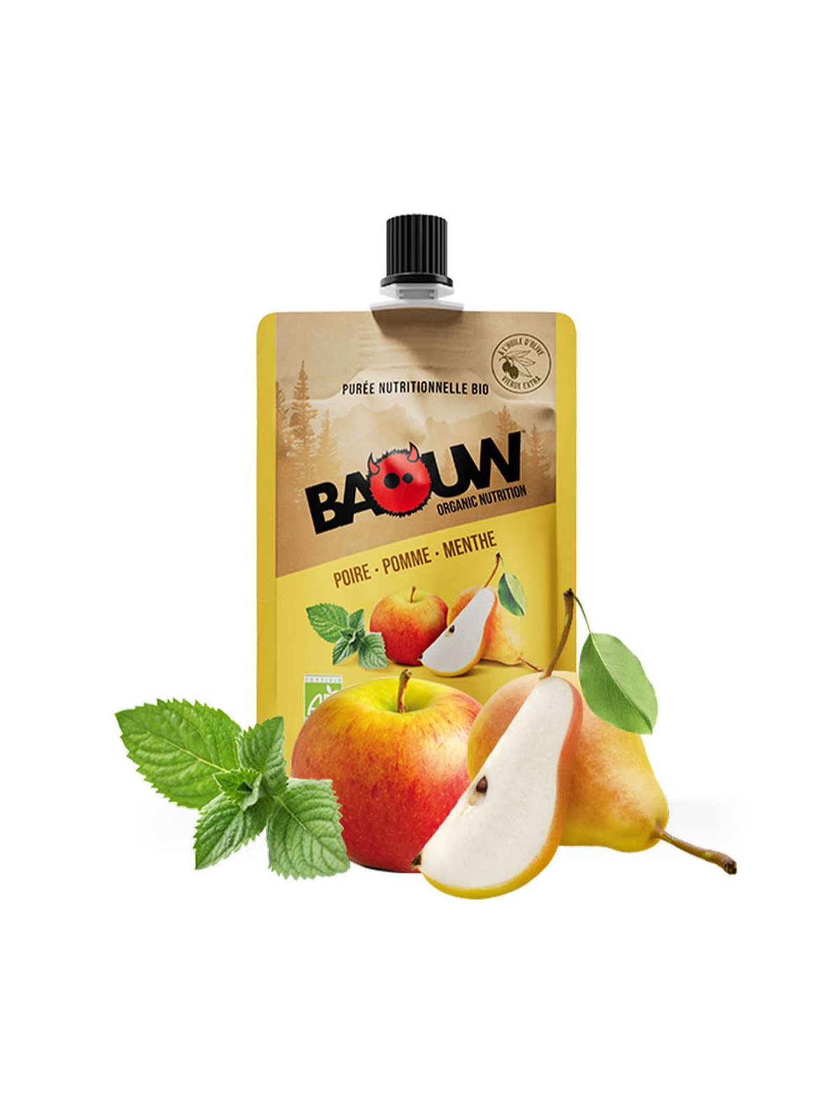 Purée Énergétique Bio Poire Pomme Menthe 90g | Baouw