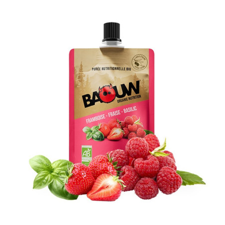 Purée Énergétique Bio Framboise Fraise Basilic Baouw 90g