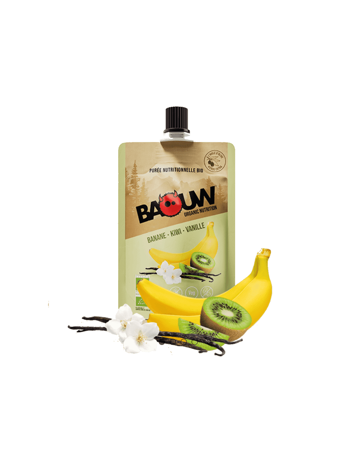 Purée Énergétique Bio Banane Kiwi Vanille 90g | Baouw