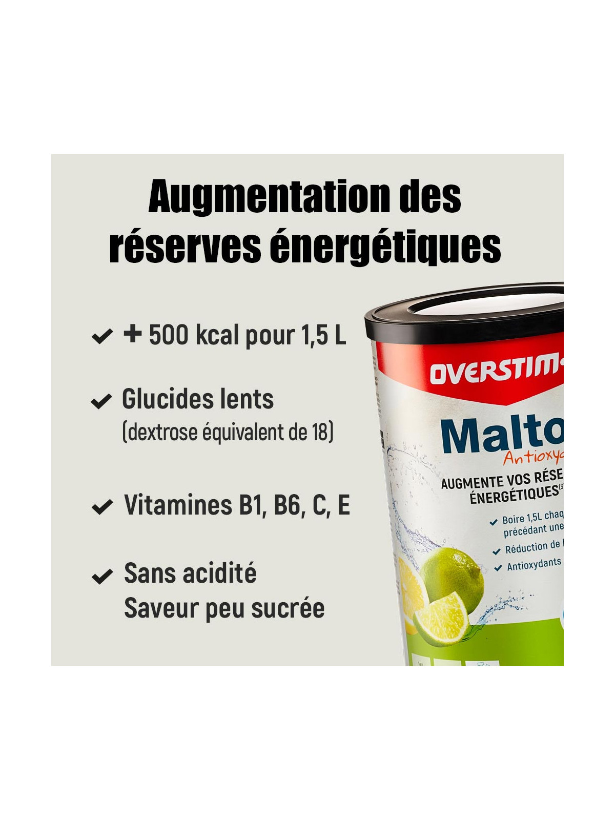 Malto Antioxydant Citron - Citron Vert OVERSTIM's 450g