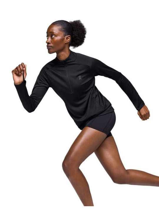 ON RUNNING Climate Manches Longues 1/2 Zip Noir pour Femme - Réf: 1WE10780553