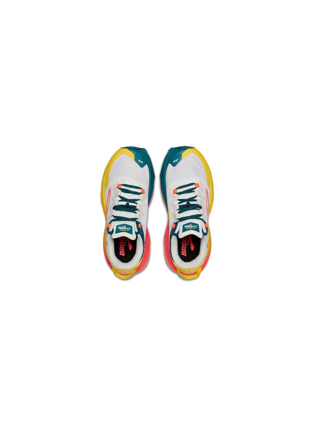 BROOKS Caldera 8 Jaune/Rouge pour Femme - Chaussures de Trail Ultra-Amorties