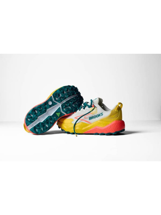 BROOKS Caldera 8 Jaune/Rouge pour Femme - Chaussures de Trail Ultra-Amorties