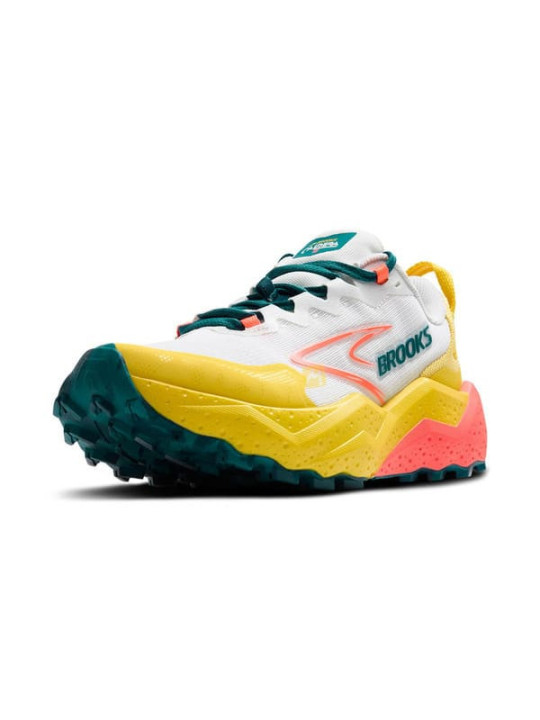 BROOKS Caldera 8 Jaune/Rouge pour Femme - Chaussures de Trail Ultra-Amorties