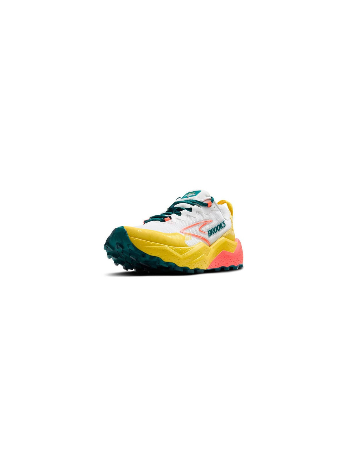 BROOKS Caldera 8 Jaune/Rouge pour Femme - Chaussures de Trail Ultra-Amorties