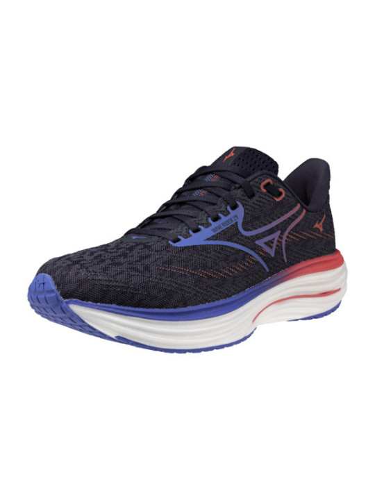 Mizuno Wave Rider 29 Femme Noir Bleu Corail – Chaussures Running Universelles