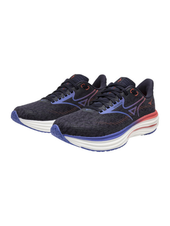 Mizuno Wave Rider 29 Femme Noir Bleu Corail – Chaussures Running Universelles