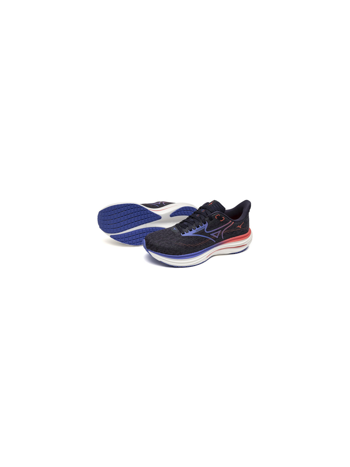 Mizuno Wave Rider 29 Femme Noir Bleu Corail – Chaussures Running Universelles
