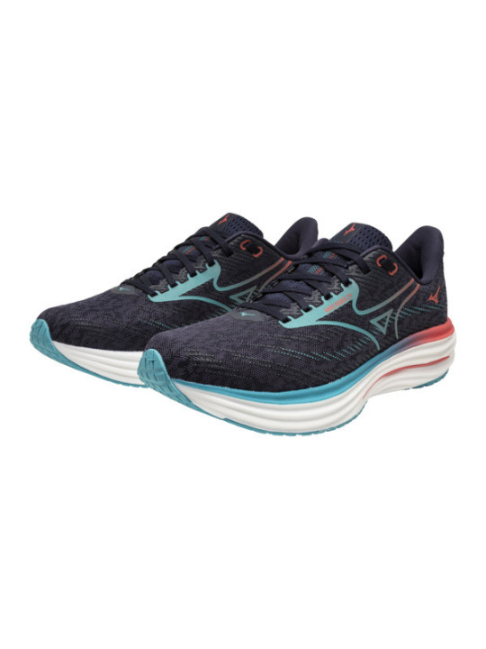Mizuno Wave Rider 29 Homme Noir Bleu Corail – Chaussures Running Universelles