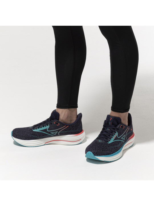 Mizuno Wave Rider 29 Homme Noir Bleu Corail – Chaussures Running Universelles