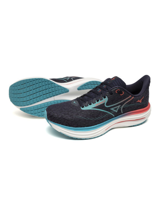 Mizuno Wave Rider 29 Homme Noir Bleu Corail – Chaussures Running Universelles