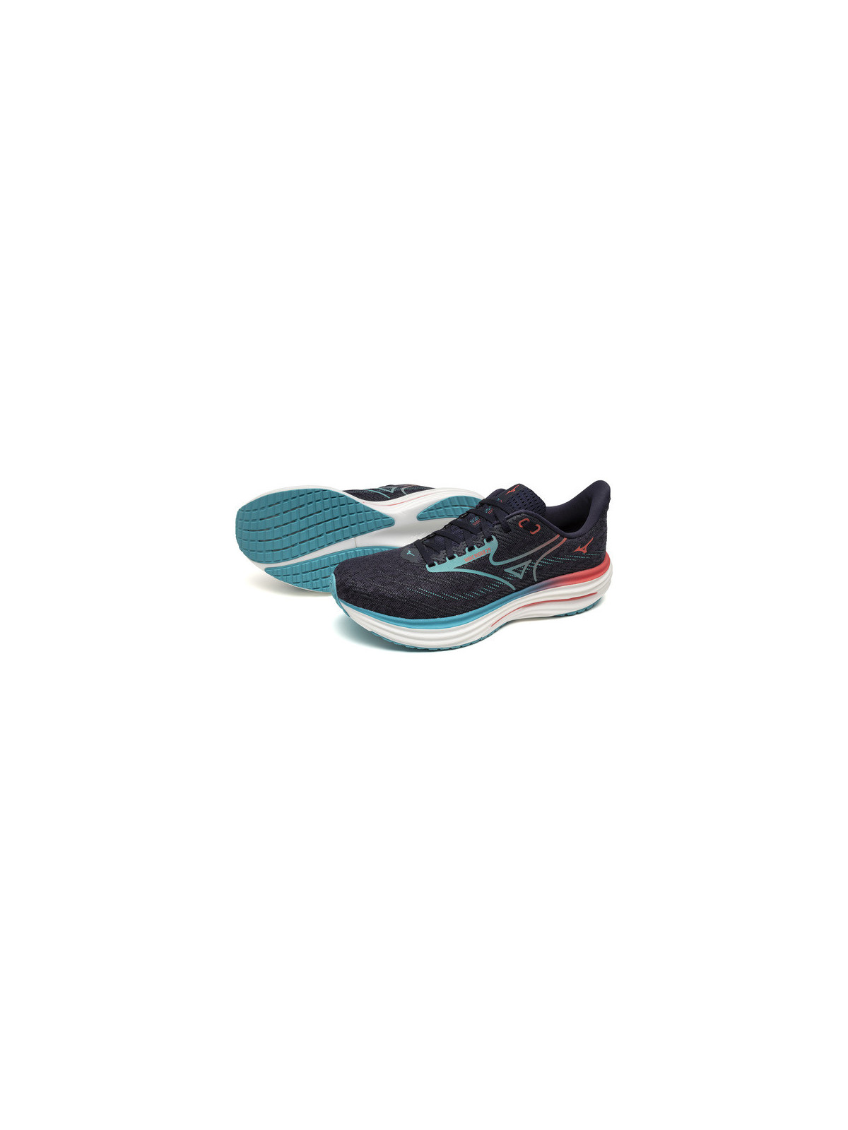 Mizuno Wave Rider 29 Homme Noir Bleu Corail – Chaussures Running Universelles