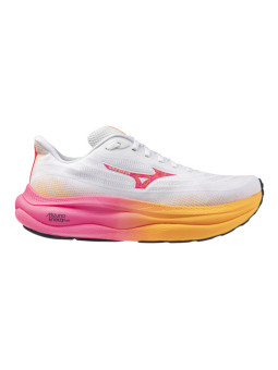 MIZUNO WAVE SKY 9 Femme White-TangOrange-PinkTetra – Chaussure running amorti maximal