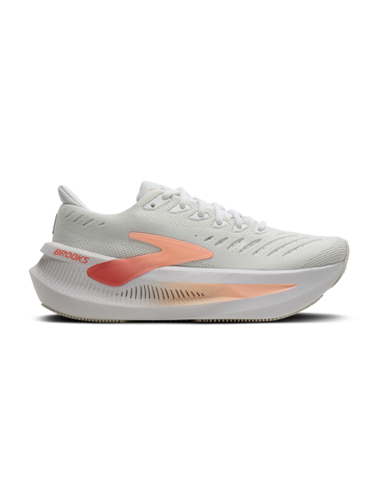 BROOKS Glycerin Max Femme — White / Coral / Peach — Réf 1204681B197