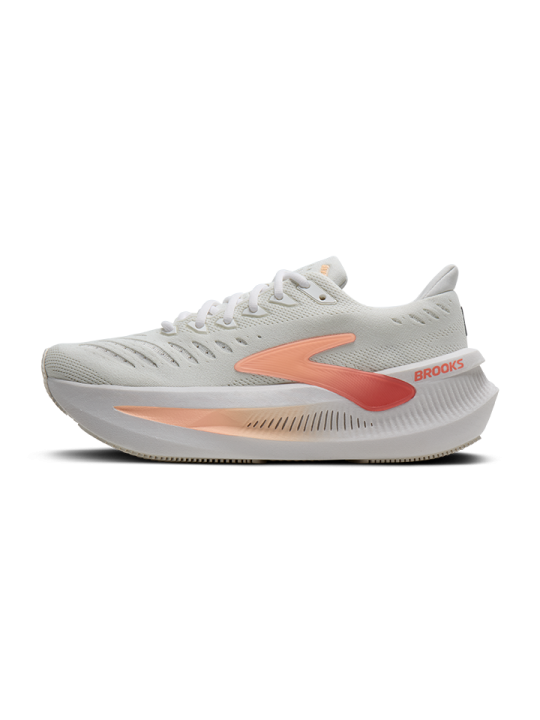 BROOKS Glycerin Max Femme — White / Coral / Peach — Réf 1204681B197