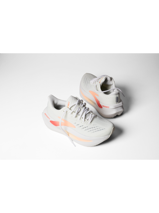 BROOKS Glycerin Max Femme — White / Coral / Peach — Réf 1204681B197