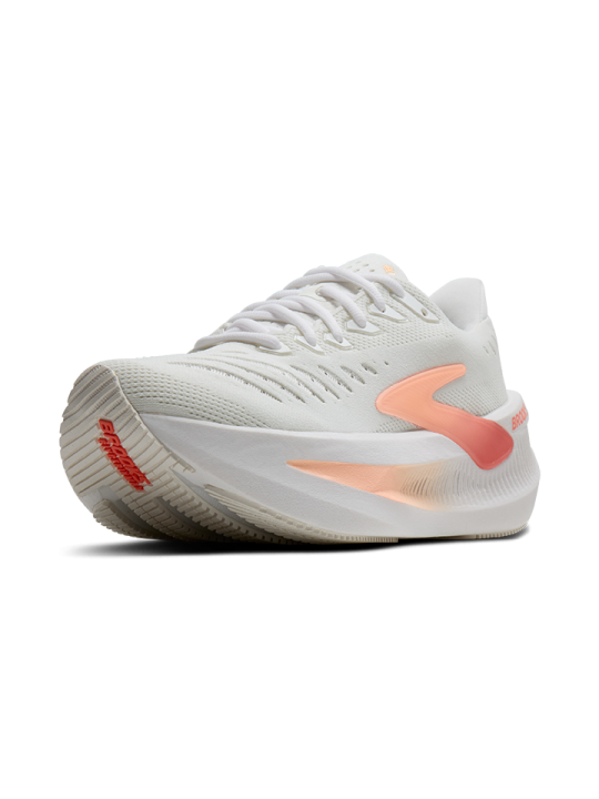BROOKS Glycerin Max Femme — White / Coral / Peach — Réf 1204681B197