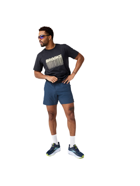 BROOKS Dash 2‑in‑1 Short Mens — Midnight Run/Black | Short running 2‑in‑1 • 211584428