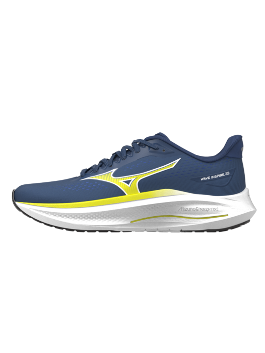  WAVE INSPIRE 22 MEN — Estate Blue/Lightning Yellow — Réf J1GD264424 | Chaussure route stabilité & amorti ENERZYnxt