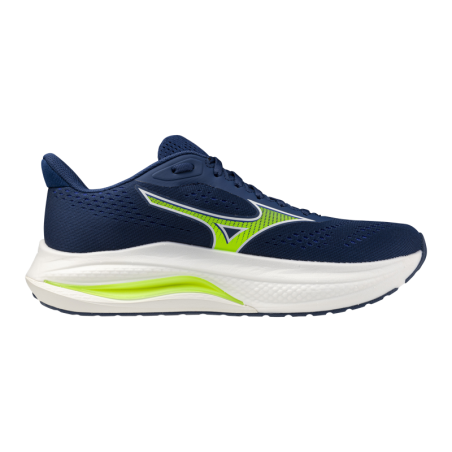 WAVE INSPIRE 22 MEN — Estate Blue/Lightning Yellow — Réf J1GD264424 | Chaussure route stabilité & amorti ENERZYnxt