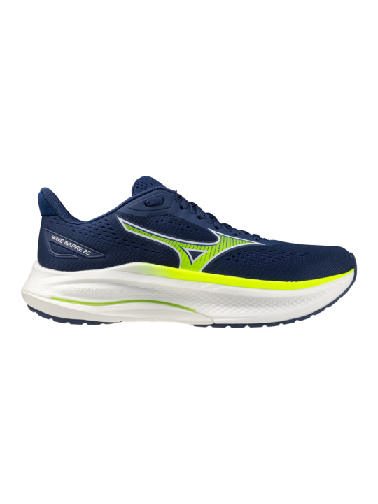 WAVE INSPIRE 22 MEN — Estate Blue/Lightning Yellow — Réf J1GD264424 | Chaussure route stabilité & amorti ENERZYnxt