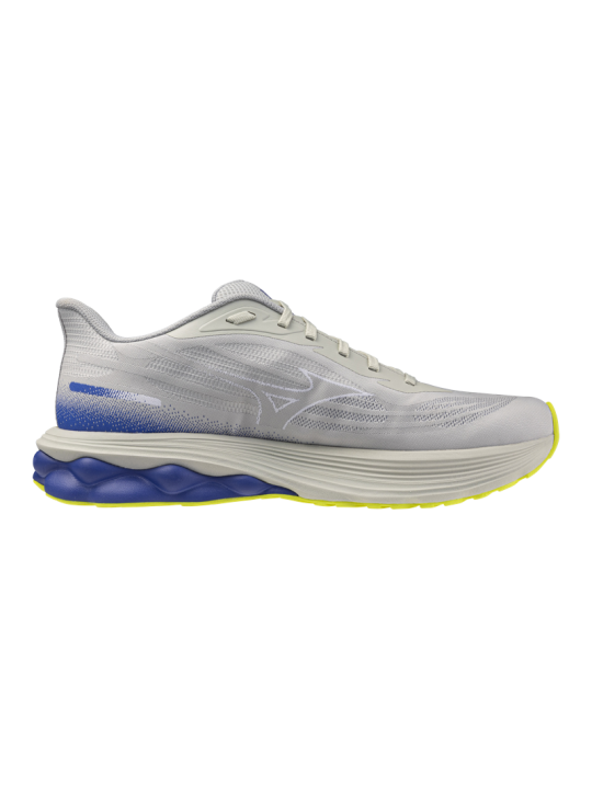 MIZUNO WAVE SKYRISE 7 Homme — Dawn Blue / White / Dazzling Blue — Réf J1GC260902 | Chaussure running amorti