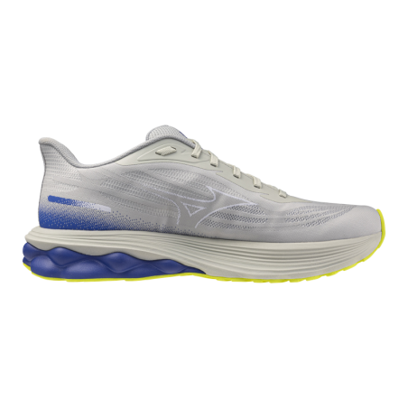 MIZUNO WAVE SKYRISE 7 Homme — Dawn Blue / White / Dazzling Blue — Réf J1GC260902 | Chaussure running amorti