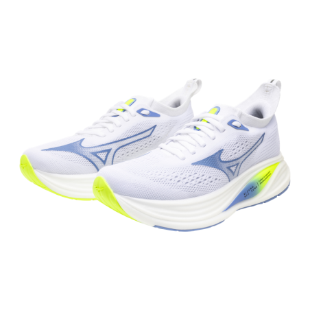 MIZUNO NEO ZEN 2 WOMEN — White/Ultramarine/Lightning Yellow — Réf J1GD268621 | Chaussure route réactive & confortable