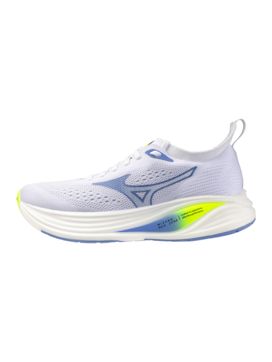 MIZUNO NEO ZEN 2 WOMEN — White/Ultramarine/Lightning Yellow — Réf J1GD268621 | Chaussure route réactive & confortable