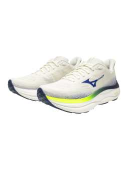 WAVE SKY 9 MEN — Snow White/Surf the Web/Lightning Yellow — Réf J1GC250251 | Amorti ENERZY NXT Nitrogen Infused