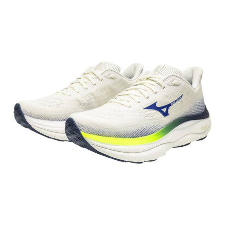 WAVE SKY 9 MEN — Snow White/Surf the Web/Lightning Yellow — Réf J1GC250251 | Amorti ENERZY NXT Nitrogen Infused