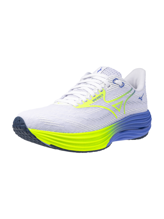   MIZUNO Wave Rider 29 Femme – White/Lightning Yellow/Ultramarine | Amorti réactif & confort