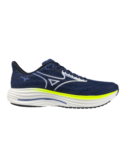 MIZUNO Wave Rider 29 Homme – Estate Blue/White/Lightning Yellow | Amorti réactif & propulsion