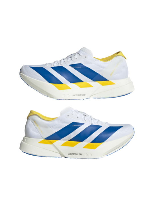 Adidas Adizero Adios Pro 4 Homme — KI9388 — FTWWHT/BLUE/YELLOW