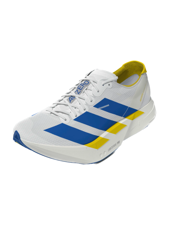   Adidas Adizero Adios Pro 4 Homme — KI9388 — FTWWHT/BLUE/YELLOW