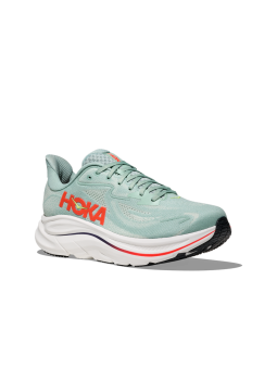 HOKA CLIFTON 10 Homme — Chaussure Running Sage / Neon Flame | 1162030‑SGNN