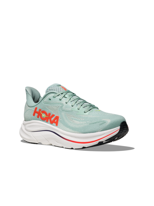 HOKA CLIFTON 10 Homme — Chaussure Running Sage / Neon Flame | 1162030‑SGNN