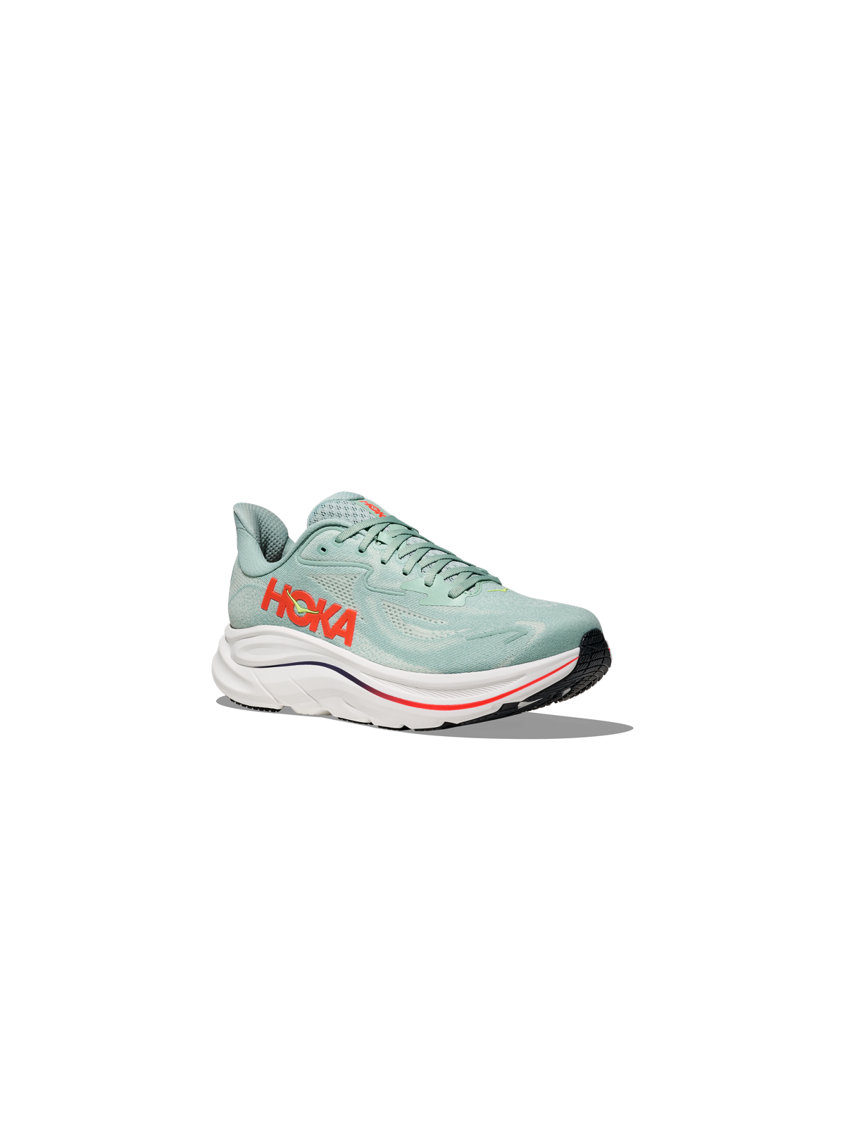 HOKA CLIFTON 10 Homme — Chaussure Running Sage / Neon Flame | 1162030‑SGNN