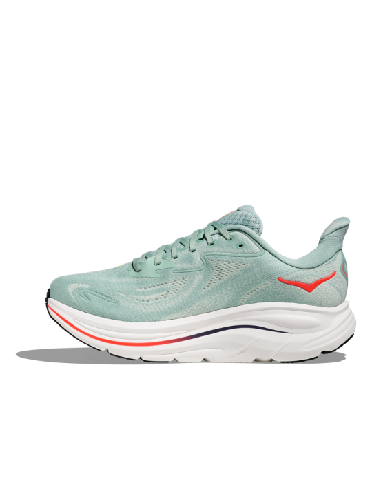 HOKA CLIFTON 10 Homme — Chaussure Running Sage / Neon Flame | 1162030‑SGNN