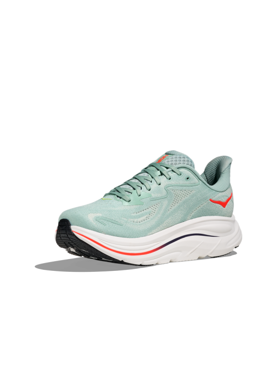 HOKA CLIFTON 10 Homme — Chaussure Running Sage / Neon Flame | 1162030‑SGNN