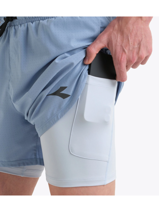 Diadora Shorts 2in1 5 Homme — Endless Sky | Short running 2‑en‑1 Réf. 102.182749-65233