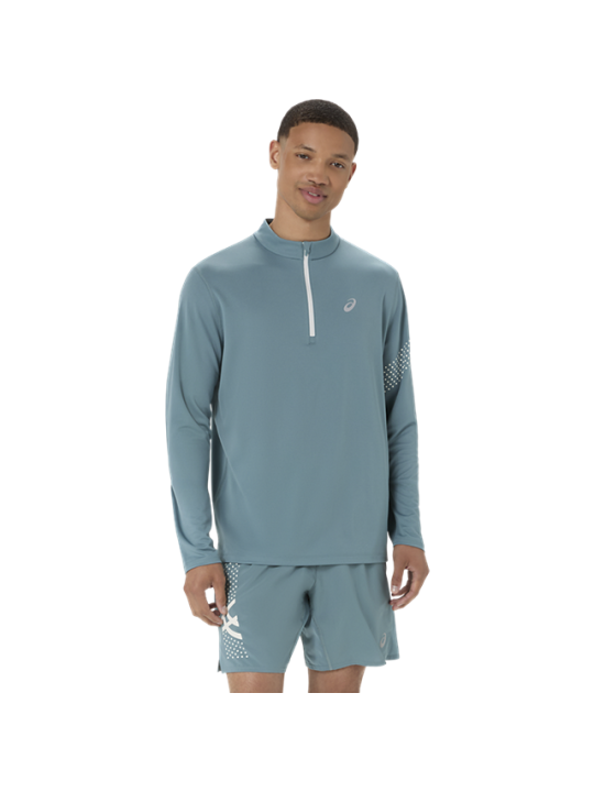 Maillot de Running ASICS Icon 1/2 Zip Manches Longues Homme Bleu