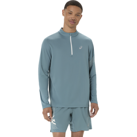 Maillot de Running ASICS Icon 1/2 Zip Manches Longues Homme Bleu