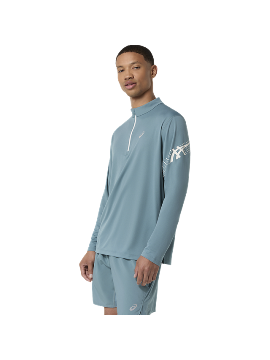 Maillot de Running ASICS Icon 1/2 Zip Manches Longues Homme Bleu