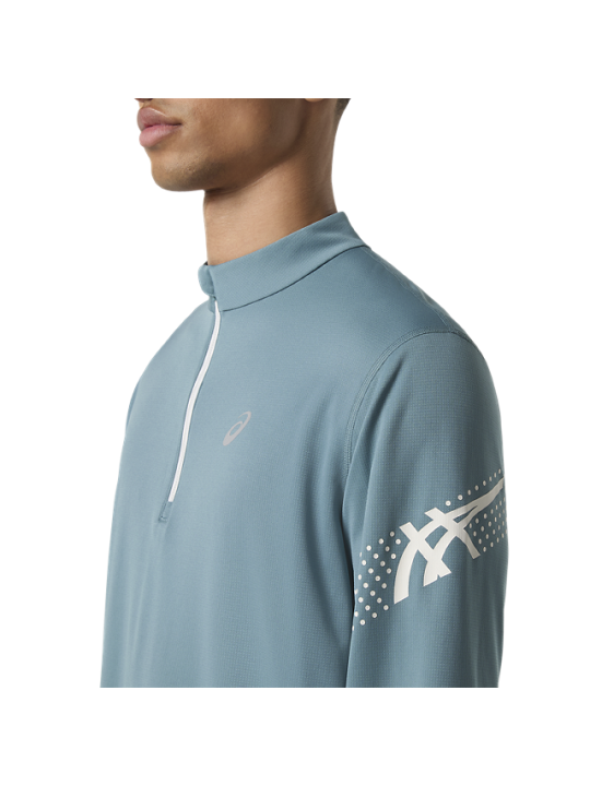 Maillot de Running ASICS Icon 1/2 Zip Manches Longues Homme Bleu
