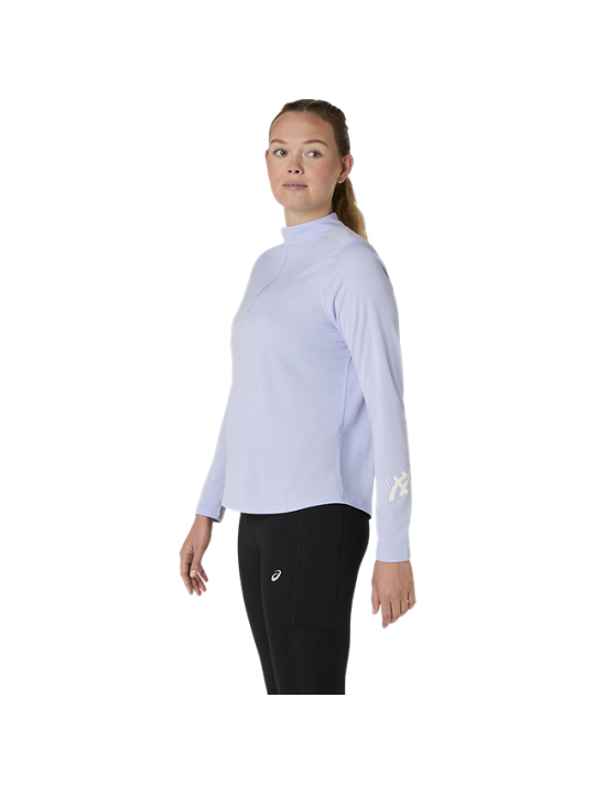 Maillot de Running ASICS Icon 1/2 Zip Manches Longues Femme Bleu