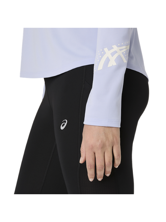 Maillot de Running ASICS Icon 1/2 Zip Manches Longues Femme Bleu