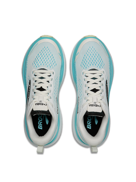 Chaussures Trail Brooks Cascadia 20 Femme Blanc Bleu Noir